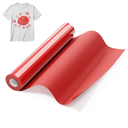 Hisiu Heat Transfer Vinyl,12'' x 25ft Orange Red HTV for T-Shirts, Orange Red Iron on Vinyl Compatible with Cricut and All Cuntting Machines, Red HTV Vinyl Rolls for Fabric DIY Design