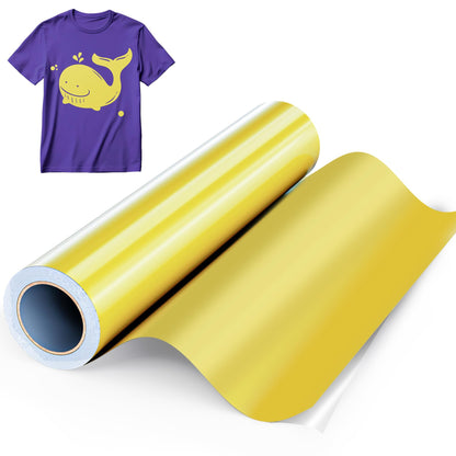 Hisiu Gold HTV Heat Transfer Vinyl for T-Shirts, 12''x20ft Gold Iron on Heat Transfer for Fabric, Iron on Vinyl Compatible with Cricut & Heat Press Machine, Heat Vinyl Easy to Cut Weed