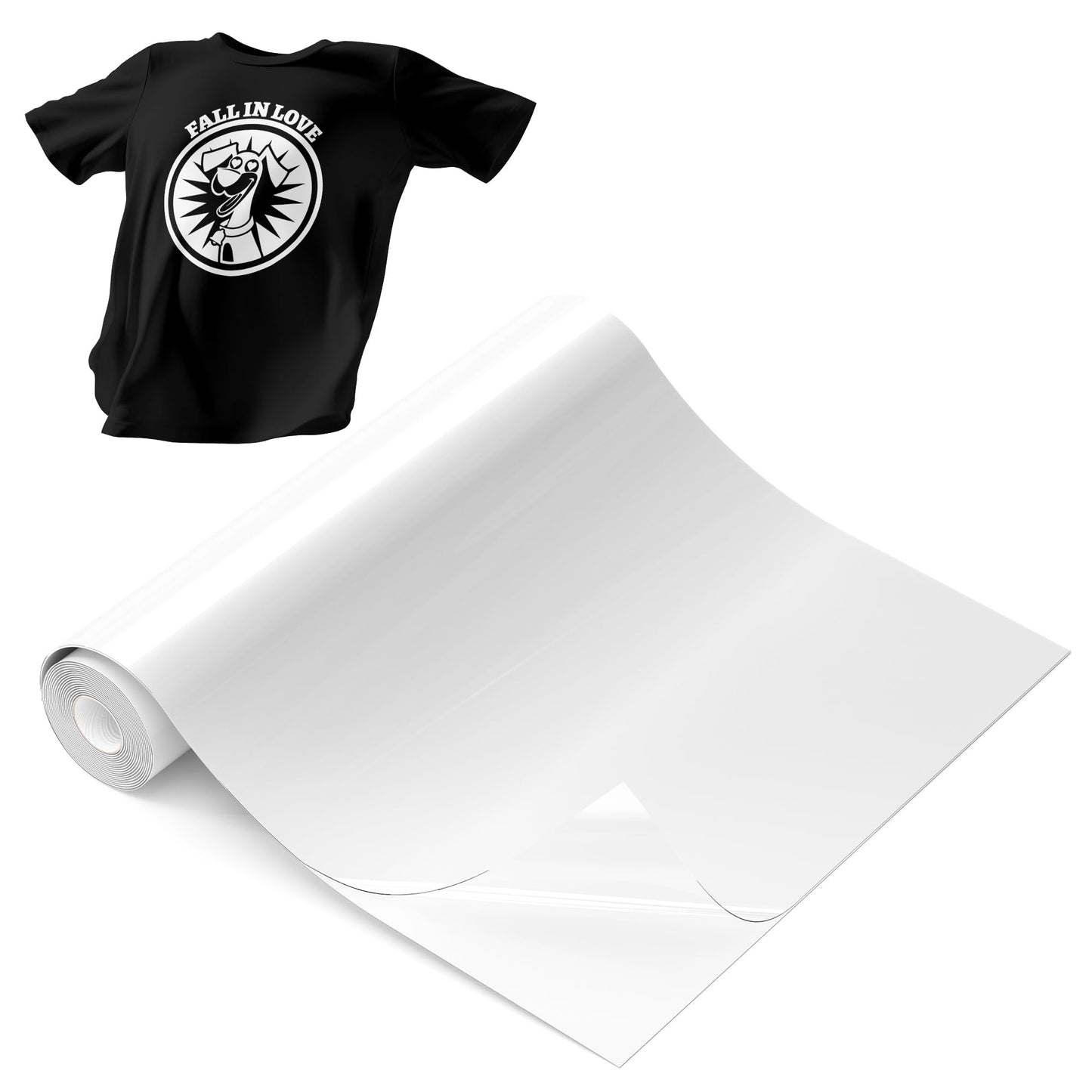 Hisiu White HTV Heat Transfer Vinyl, 12''x10FT White HTV Vinyl Roll, White Vinyl Heat Transfer Iron on Compatible with Cricut and All Cutter Machine, Easy to Cut White Sports Heat Press Vinyl