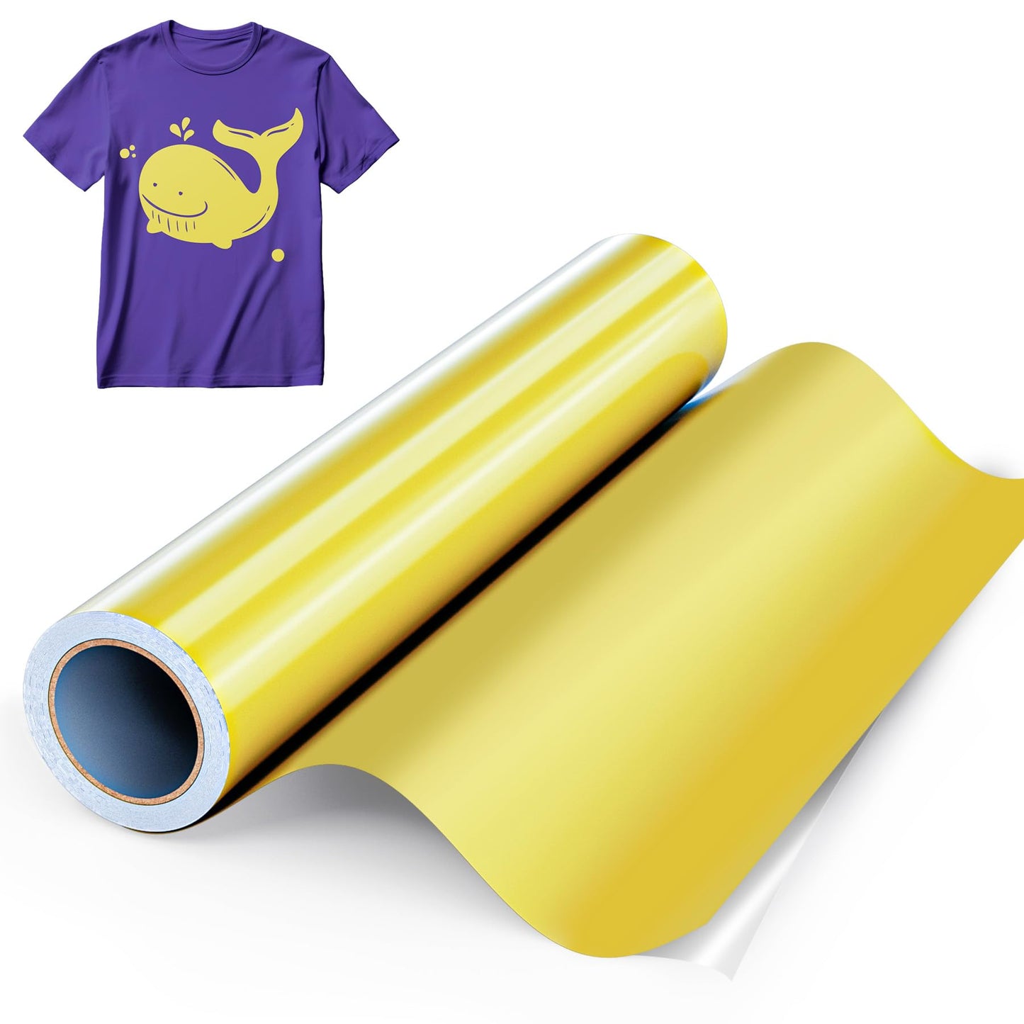 Hisiu Iron on Heat Transfer Vinyl Roll (12''x10ft Gold HTV) -Gold Vinyl Heat Transfer for Shirts- Iron on Vinyl Compatible with Cricut & Silhouette Cameo, Easy to Cut DIY