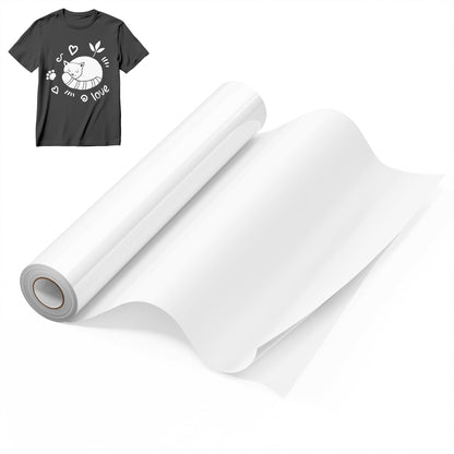 Hisiu HTV Vinyl Roll Heat Transfer Vinyl, White 12''x25ft Iron on Vinyl Heat Transfer for Shirts, Heat Press Vinyl for All Cutter Machine, Easy to Cut Heat Vinyl for Fabric