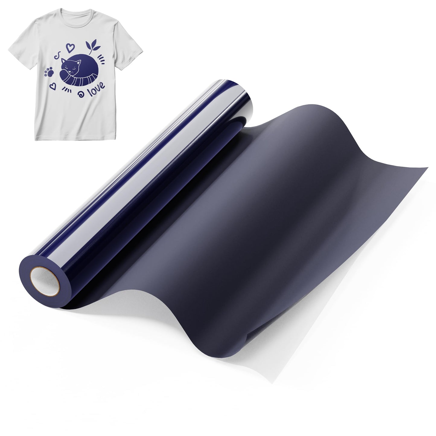 Hisiu Navy Blue Heat Transfer Vinyl, 12''x20ft Iron on Vinyl Compatible with Cricut and All Cutting Machine -Navy Blue HTV Heat Transfer for Shirts- HTV Roll Heat Press HTV Vinyl for Fabrics