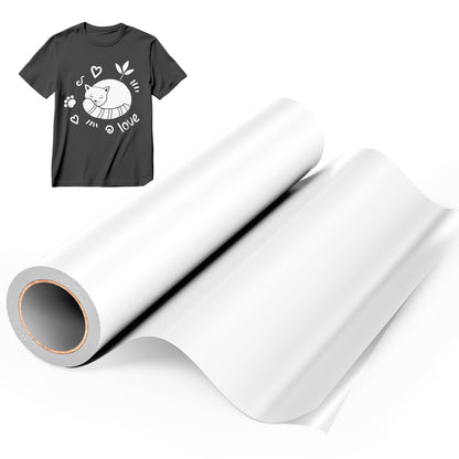 Hisiu White Heat Transfer Vinyl- 12''x8ft Iron on Vinyl for T Shirts -White HTV Sports Vinyl Compatible with Cricut and All Cutting Machine, Stretch Vinyl Easy to Cut and Transfer DIY Design