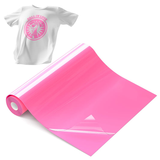 Hisiu Iron on Heat Transfer Vinyl Roll(12''x10ft Pink HTV) -Pink Vinyl Heat Transfer for Shirts- Iron on Vinyl Compatible with Cricut & Silhouette Cameo, Easy to Cut DIY