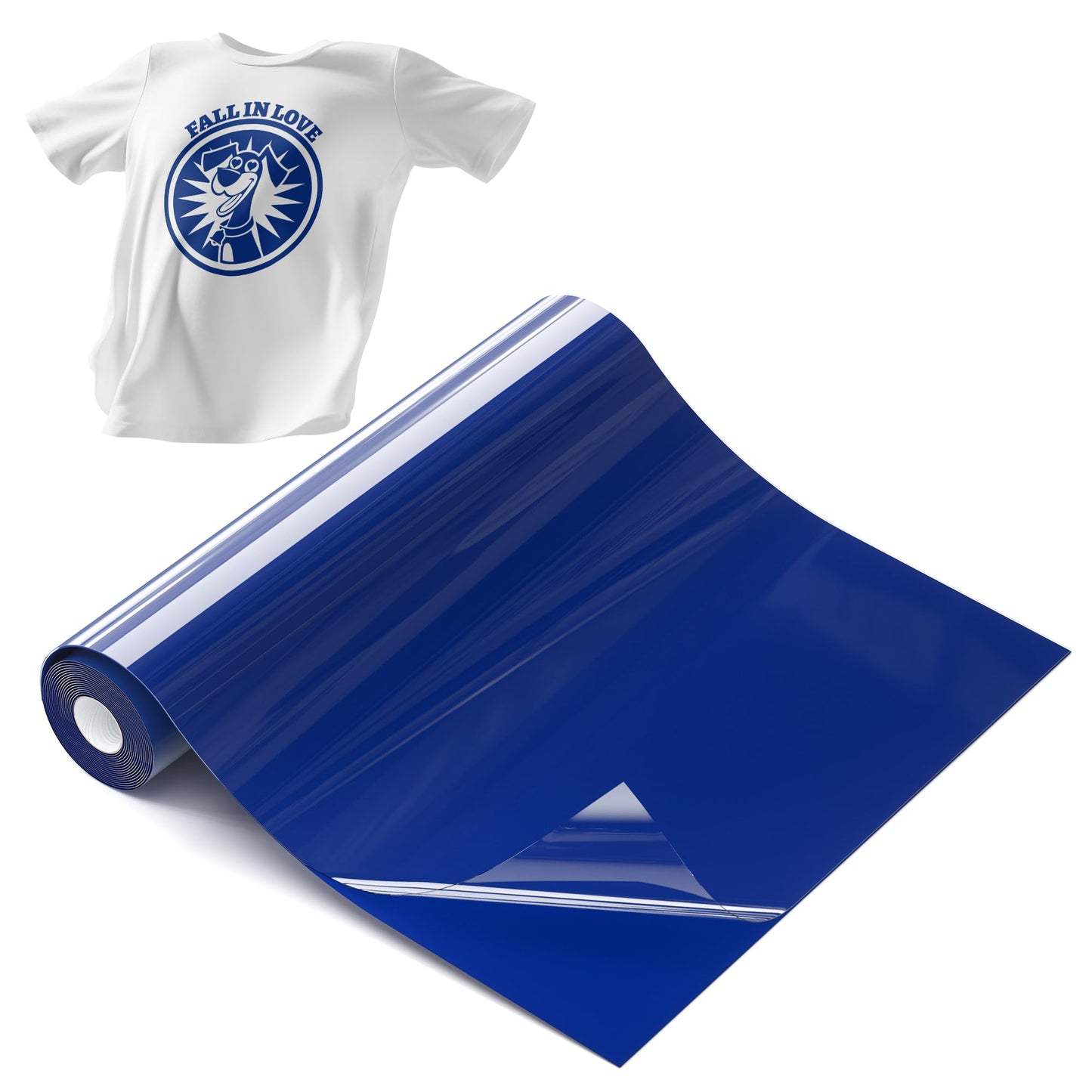 Hisiu Iron on Heat Transfer Vinyl Roll (12''x10ft Royal Blue HTV) -Royal Blue Vinyl Heat Transfer for Shirts- Iron on Vinyl Compatible with Cricut & Silhouette Cameo, Easy to Cut DIY