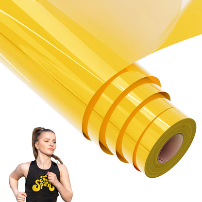 Hisiu HTV Vinyl Roll Heat Transfer Vinyl, Yellow 12''x25ft Iron on Vinyl Heat Transfer for Shirts, Heat Press Vinyl for All Cutter Machine, Easy Cut Weed Heat Vinyl for Fabric